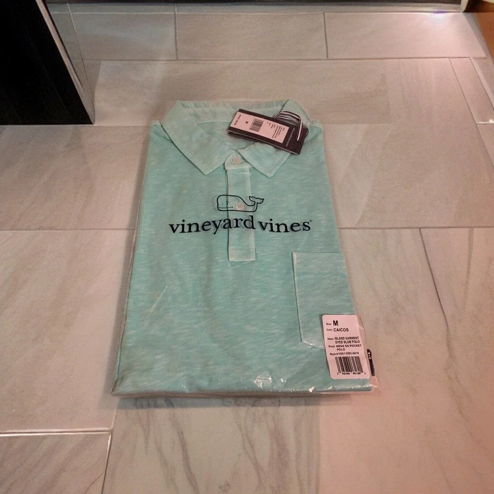 Brand New VINEYARD VINES Men's ISLAND Dyed Slub SS COTTON Pocket Polo CAICOS Med - Picture 8 of 16